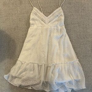 Abercrombie & Fitch White Swiss Dot Spaghetti-Strap Sundress